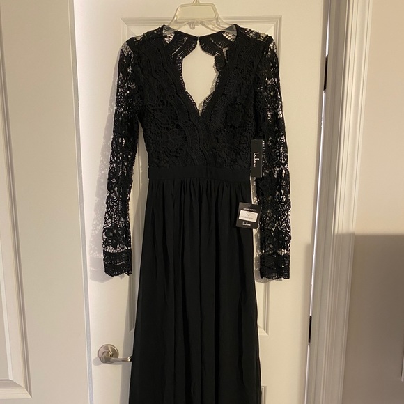 NWT Lulus black lace open back formal dress M 6-8 - Picture 2 of 3